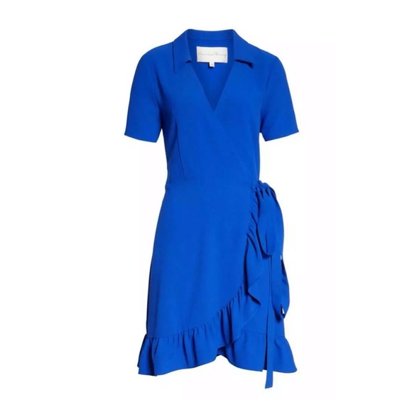 CHARLES HENRY Royal Ruffle Crepe Wrap Mini Dress - Picture 3 of 12